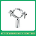Sanitary round pipe holder with solid bar